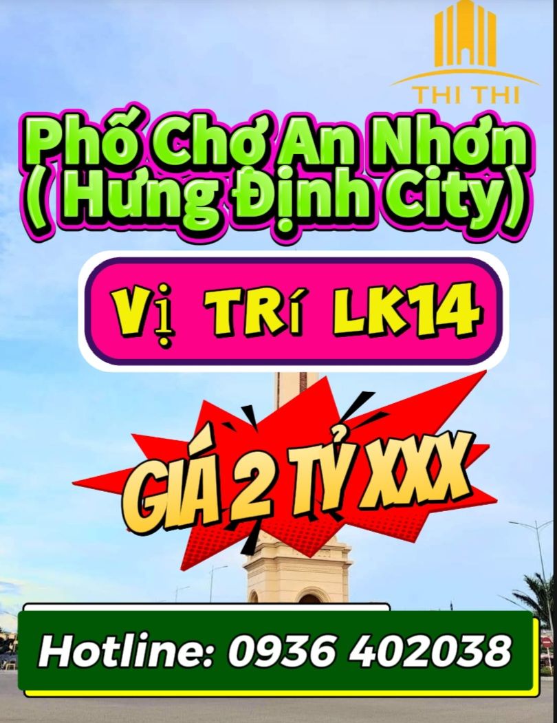 NGỘP BANK CẦN BÁN NHANH LÔ LK14 TẠI CHỢ MỚI AN NHƠN_ HƯNG ĐỊNH CITY